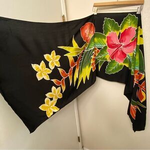 Hawaii island style colorful Hibiscus Tropical Wrap Skirt swimsuit cover up OS